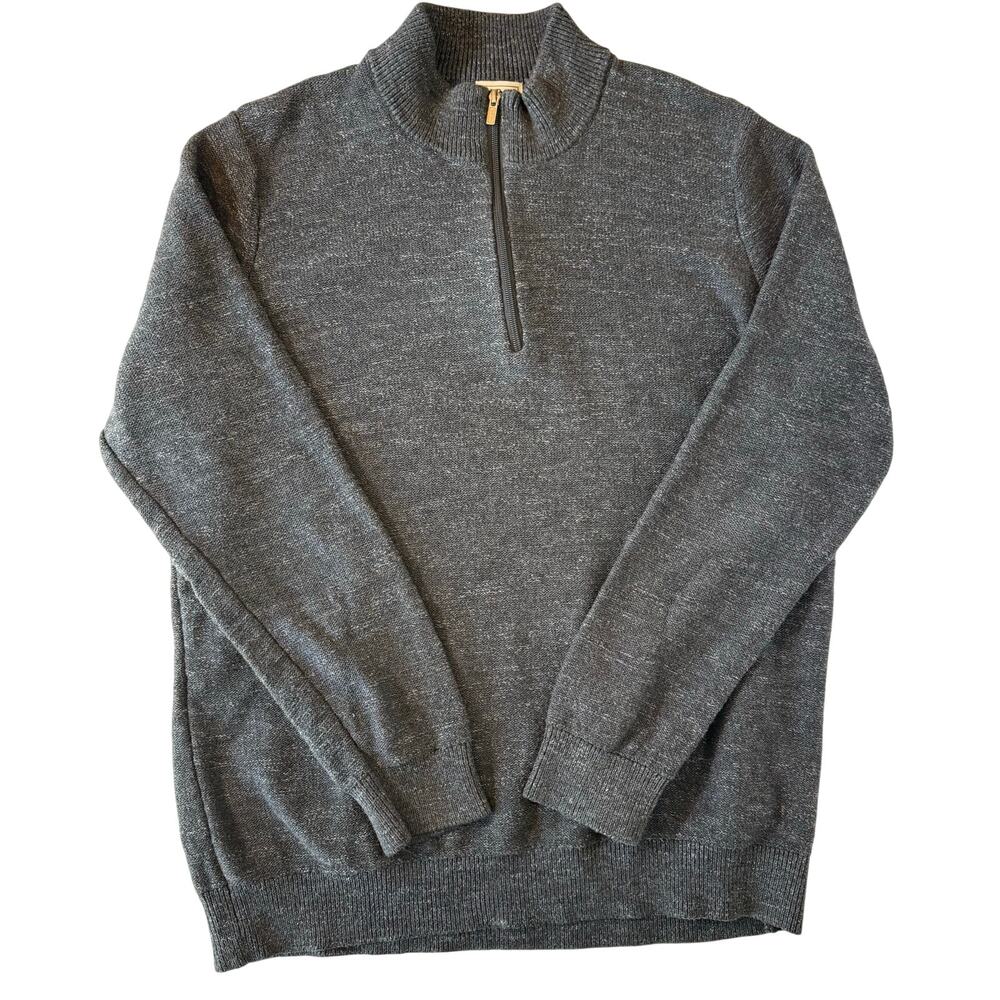 L.L.Bean Organic Cotton Waffle Knit Quarter Zip Sweater Men's XLT XL Tall